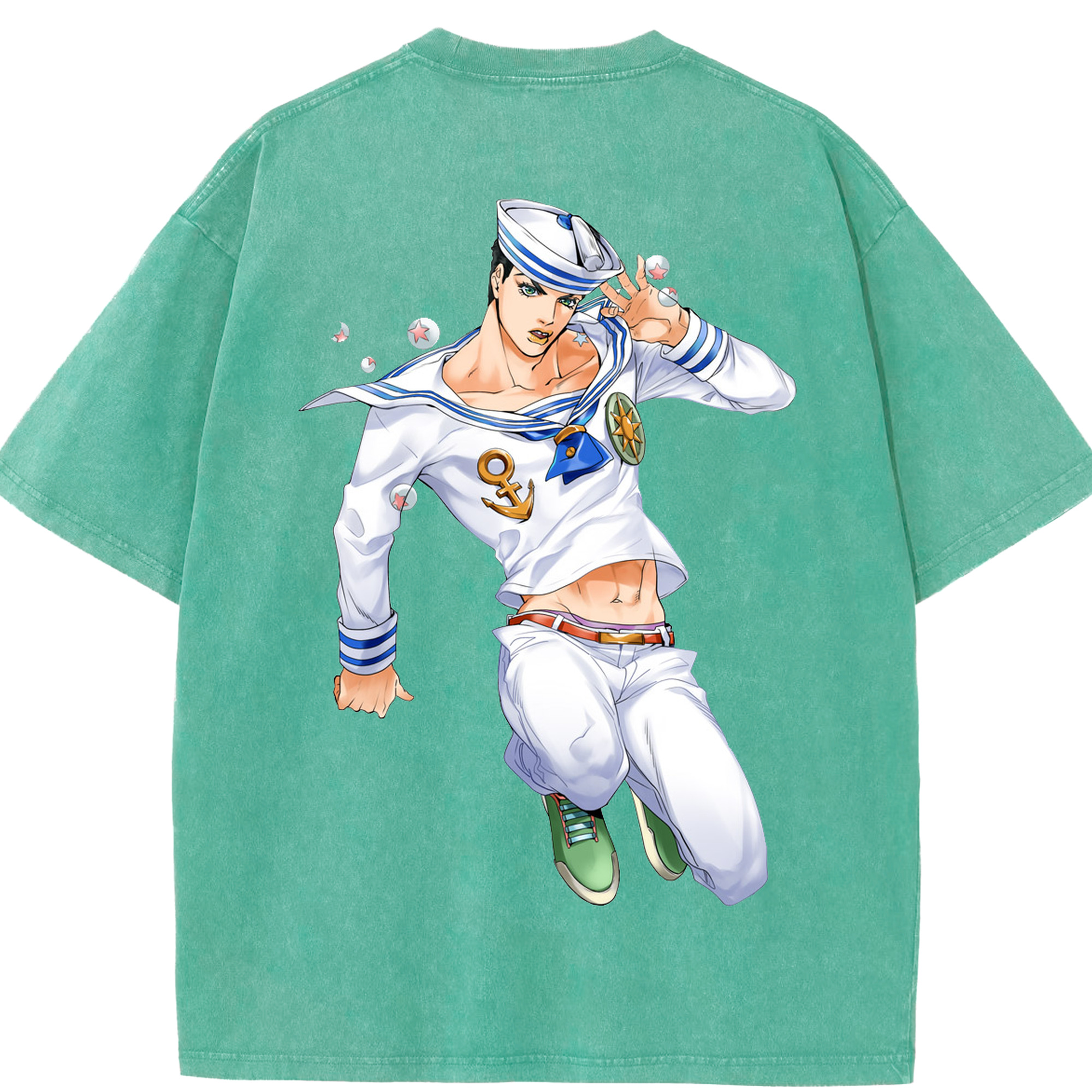 （画像用） ジョジョの奇妙な冒険 東方定助 JoJo's Bizarre Adventure Higashikata Josuke 綿100% ヴィンテージ風 半袖Tシャツ（背面プリント）